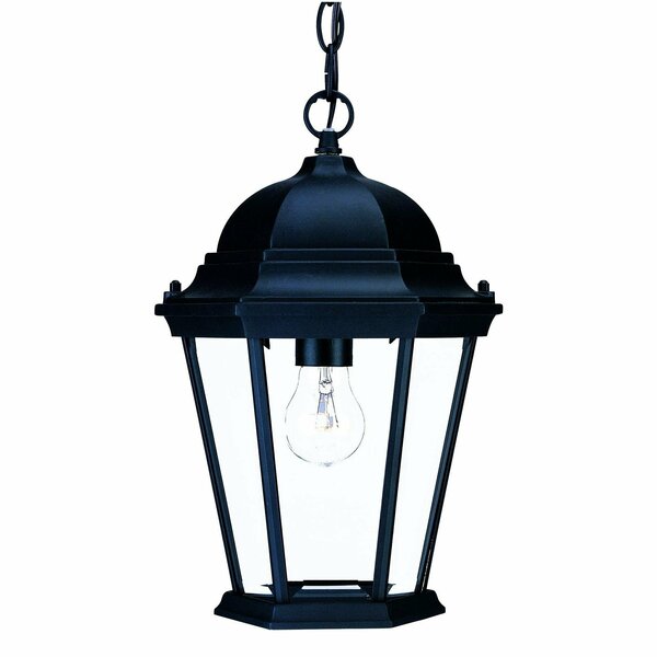 Homeroots 14 x 9.5 x 9.5 in. Richmond 1-Light Matte Black Hanging Light 398003